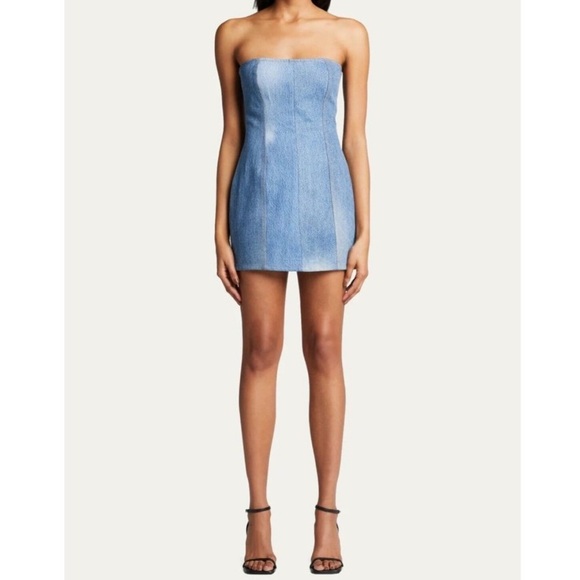 EB Denim Strapless Mini Dress -Light Wash - Picture 2 of 7